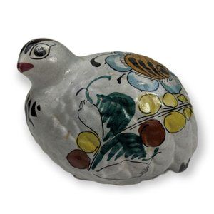 Vintage Decorative Quail Folk Art Mexican Pottery Hand Painted Souvenir
